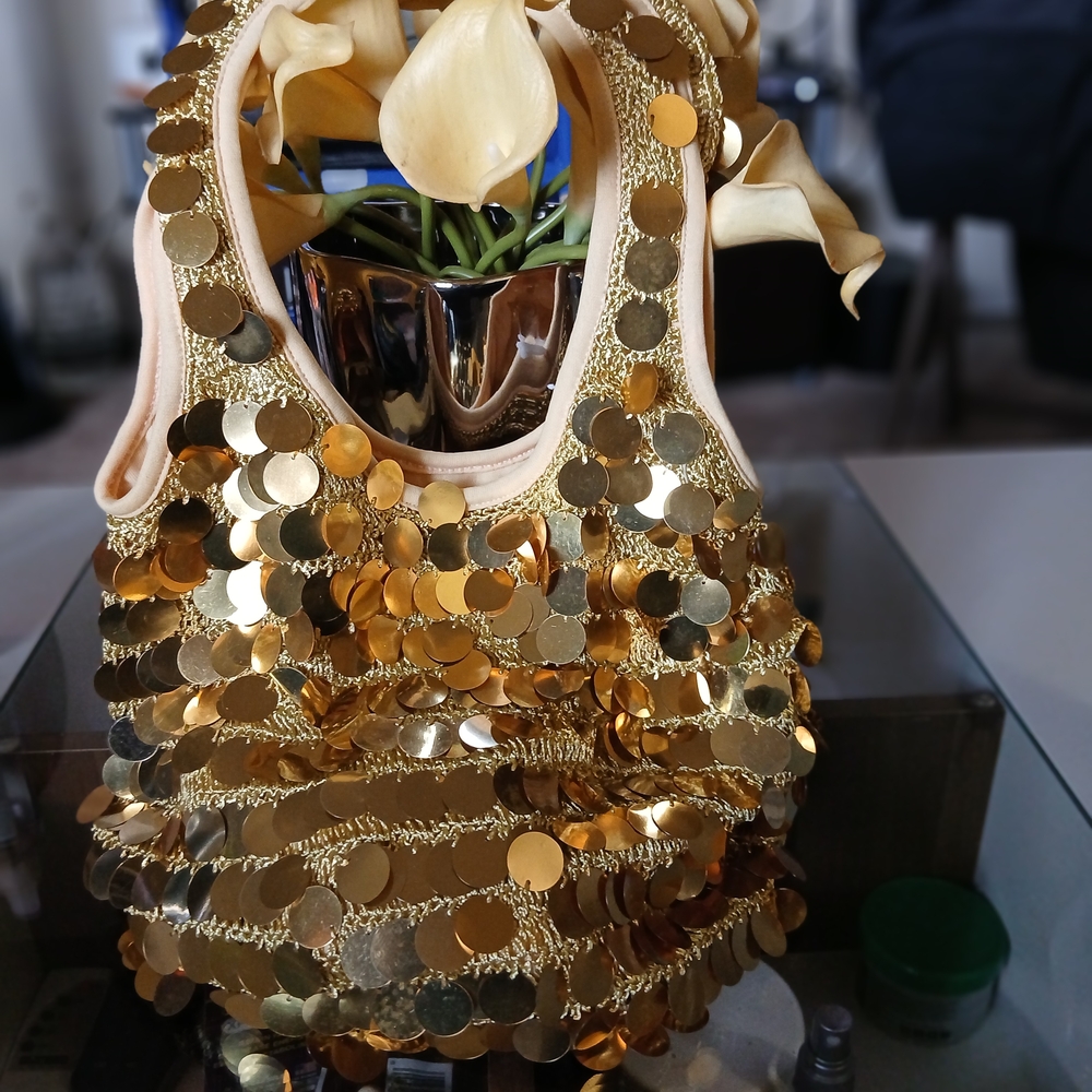 Gold Sequin Shoulder Bag